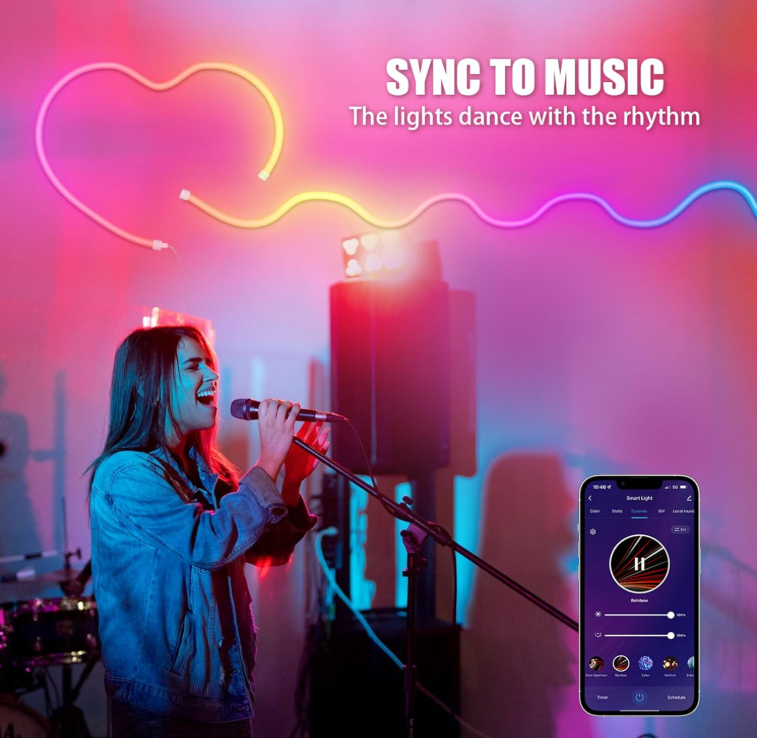 LED Strip Lights Neon Rope Light with Music Sync RGBIC 5M