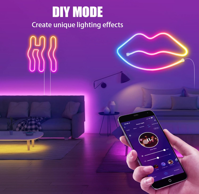 LED Strip Lights Neon Rope Light with Music Sync RGBIC 5M